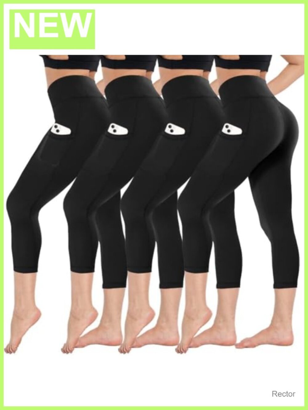 Women's High Waisted Yoga Capri Leggings 4 Pack with Pockets